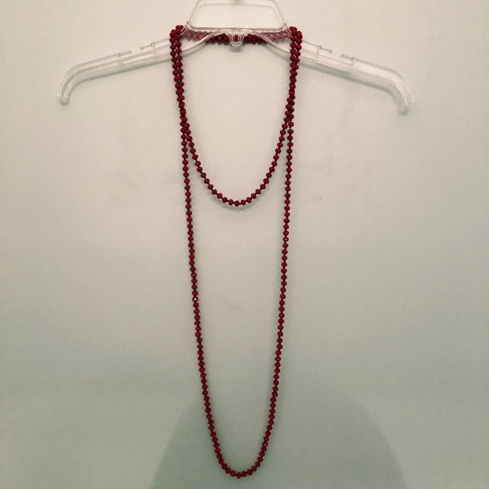 Red Beaded Wrap Necklace